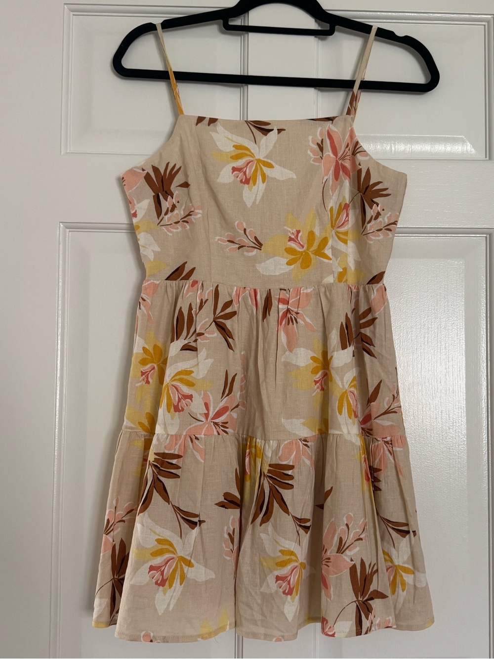 Forever 21 Floral Spaghetti Strap Sundress  linen Size Small